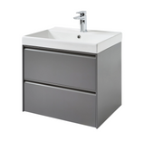 Kartell K-VIT Moon 600mm 2 Drawer Wall Mounted Unit With Ceramic Basin-Matt Grey (MOON600WM-G MOON600BAS)