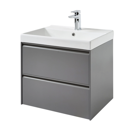 Kartell K-VIT Moon 600mm 2 Drawer Wall Mounted Unit with Ceramic Basin - Matt Grey