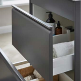 Kartell K-VIT Moon 800mm 2 Drawer Wall Mounted Unit With Ceramic Basin-Matt Grey (MOON800WM-G MOON800BAS)