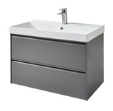 Kartell K-VIT Moon 800mm 2 Drawer Wall Mounted Unit With Ceramic Basin-Matt Grey (MOON800WM-G MOON800BAS)