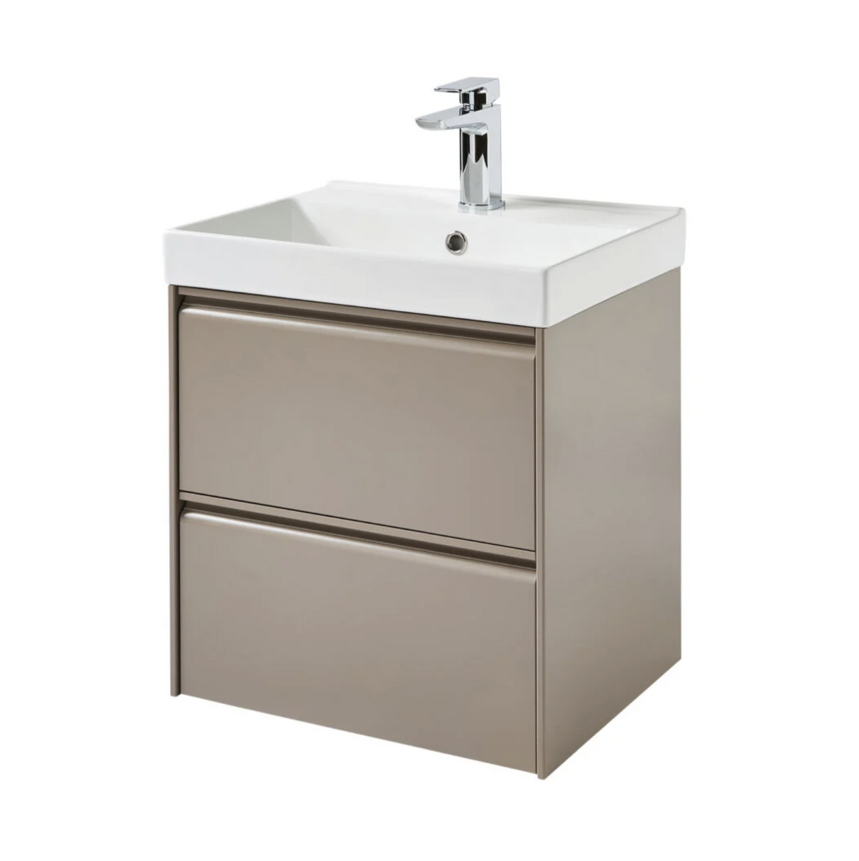 Kartell K-VIT Moon 600mm 2 Drawer Wall Mounted Unit With Ceramic Basin-Cocoa (MOON600WM-C MOON600BAS)