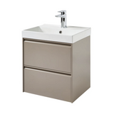 Kartell K-VIT Moon 600mm 2 Drawer Wall Mounted Unit With Ceramic Basin-Cocoa (MOON600WM-C MOON600BAS)