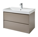 Kartell K-VIT Moon 800mm 2 Drawer Wall Mounted Unit With Ceramic Basin-Cocoa (MOON800WM-C MOON800BAS)