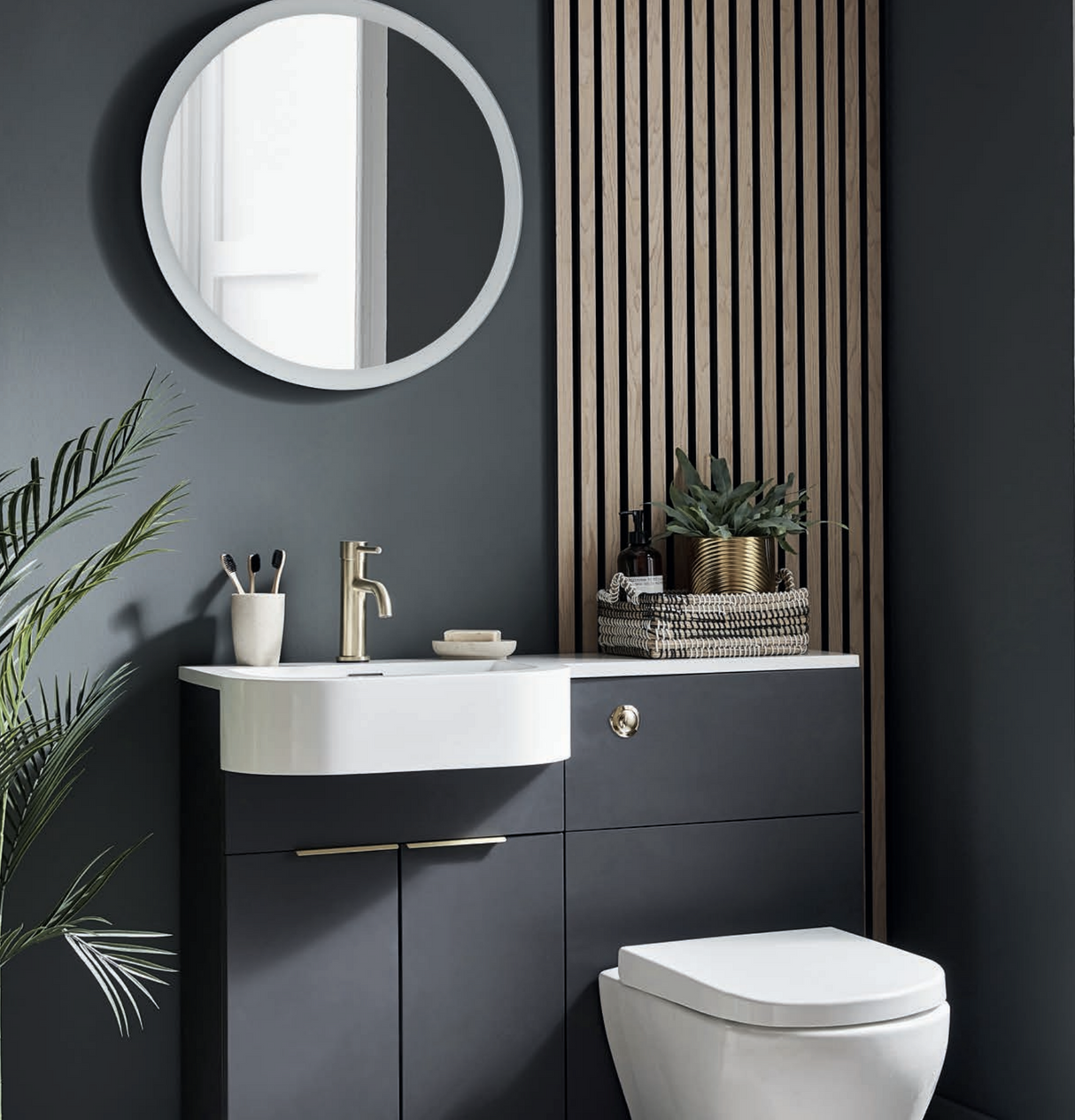 Kartell K-VIT Fusion P-Shaped 1010mm 2 Door Furniture Pack Matt Dark Grey, Left Hand (FU500DO-G - FUS1010LH FU500WC-G - ACC001N)