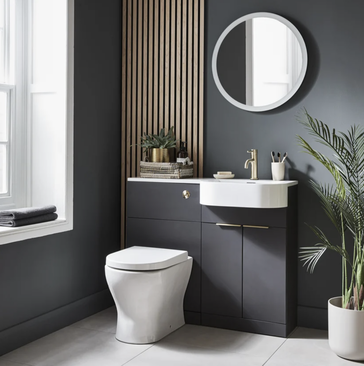 Kartell K-VIT Fusion P-Shaped 1010mm 2 Door Furniture Pack Matt Dark Grey, Right Hand (FU500DO-G - FUS1010RH FU500WC-G - ACC001N)