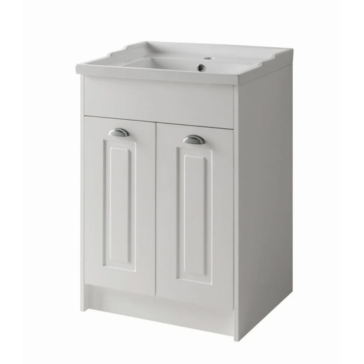 Kartell K-VIT Astley 600mm Floor Standing 2 Door Unit With Ceramic Basin - Matt White (FUR500AS-FUR208AS)