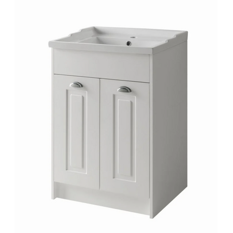 Kartell K-VIT Astley 600mm Floor Standing Vanity Unit with Ceramic Basin - Matt White