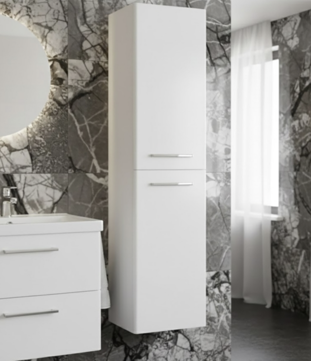Kartell K-VIT Options 24 Wall Mounted Side Unit in White Gloss & Matt Cool Grey (OPTWMSU-WT)(OPTWMSU-CG)