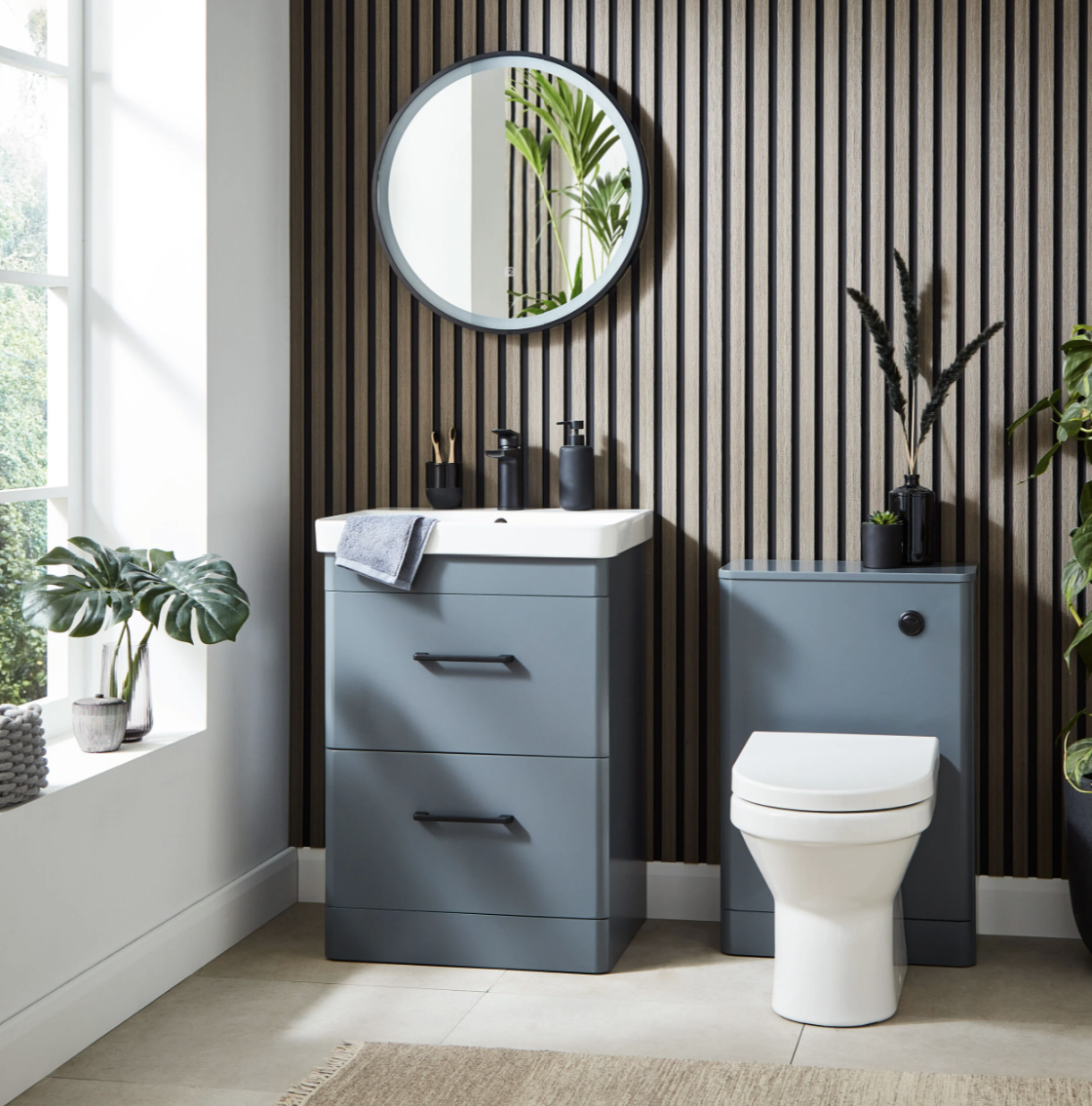 Kartell K-VIT Options 24 600mm 2 Drawer Unit With Ceramic Basin- Matt Cool Grey (OPT600DR-CG FUR149ME)