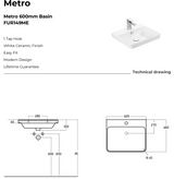 Kartell K-VIT Options 24 600mm 2 Door Unit With Ceramic Basin- White Gloss (OPT600DO-WT FUR149ME)