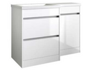 Kartell K-VIT City 1100mm L-Shaped Furniture Set Left Hand (Including Cistern) - White Gloss (FUR709CI-FUR730CI-FUR430NEW-ACC001N)