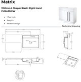 Kartell K-VIT City 1100mm L-Shaped Furniture Set Right Hand (Including Cistern) - White Gloss (FUR709CI-FUR730CI-FUR431NEW-ACC001N)