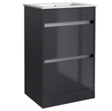 Kartell K-VIT City 500mm Floor Standing Unit With Ceramic Basin - Storm Grey Gloss (FUR706CI-FUR063PU)