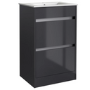 Kartell K-VIT City 500mm Floor Standing Unit with Ceramic Basin - Storm Grey Gloss