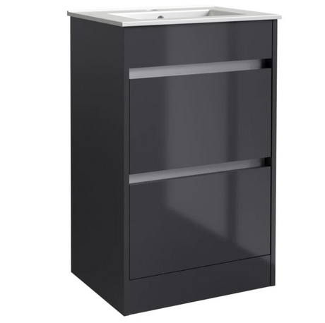 Kartell K-VIT City 500mm Floor Standing Unit with Ceramic Basin - Storm Grey Gloss