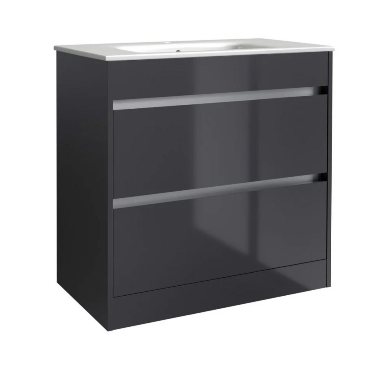Kartell K-VIT City 600mm Floor Standing Unit With Ceramic Basin - Storm Grey Gloss (FUR710CI-FUR057PU)