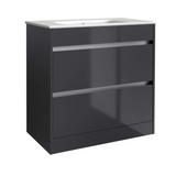 Kartell K-VIT City 600mm Floor Standing Unit With Ceramic Basin - Storm Grey Gloss (FUR710CI-FUR057PU)