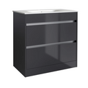 Kartell K-VIT City 600mm Floor Standing Unit with Ceramic Basin - Storm Grey Gloss