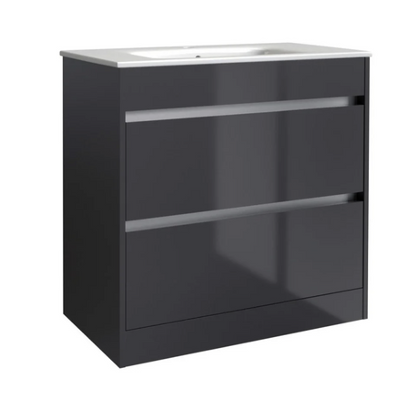 Kartell K-VIT City 600mm Floor Standing Unit with Ceramic Basin - Storm Grey Gloss