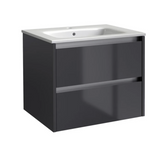 Kartell K-VIT City 600mm Wall Mounted Unit With Ceramic Basin - Storm Grey Gloss (FUR719CI-FUR057PU) (Copy)