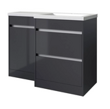 Kartell K-VIT City 1100mm L Shaped Furniture Set Right Hand (Including Cistern) - Storm Grey Gloss (FUR710CI-FUR731CI-FUR431NEW-ACC001N)