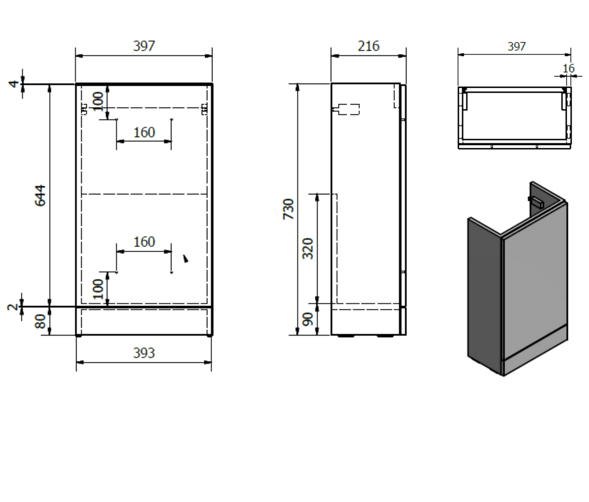 Kartell K-VIT Impakt Cube Cloakroom Unit With Basin-White Gloss (IMP410CUBE RWFCUBEBAS)