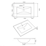 Kartell K-VIT Purity 600mm Floor Standing 2 Door Unit With Ceramic Basin- Silver Oak (PSO600DO-FUR057PU)