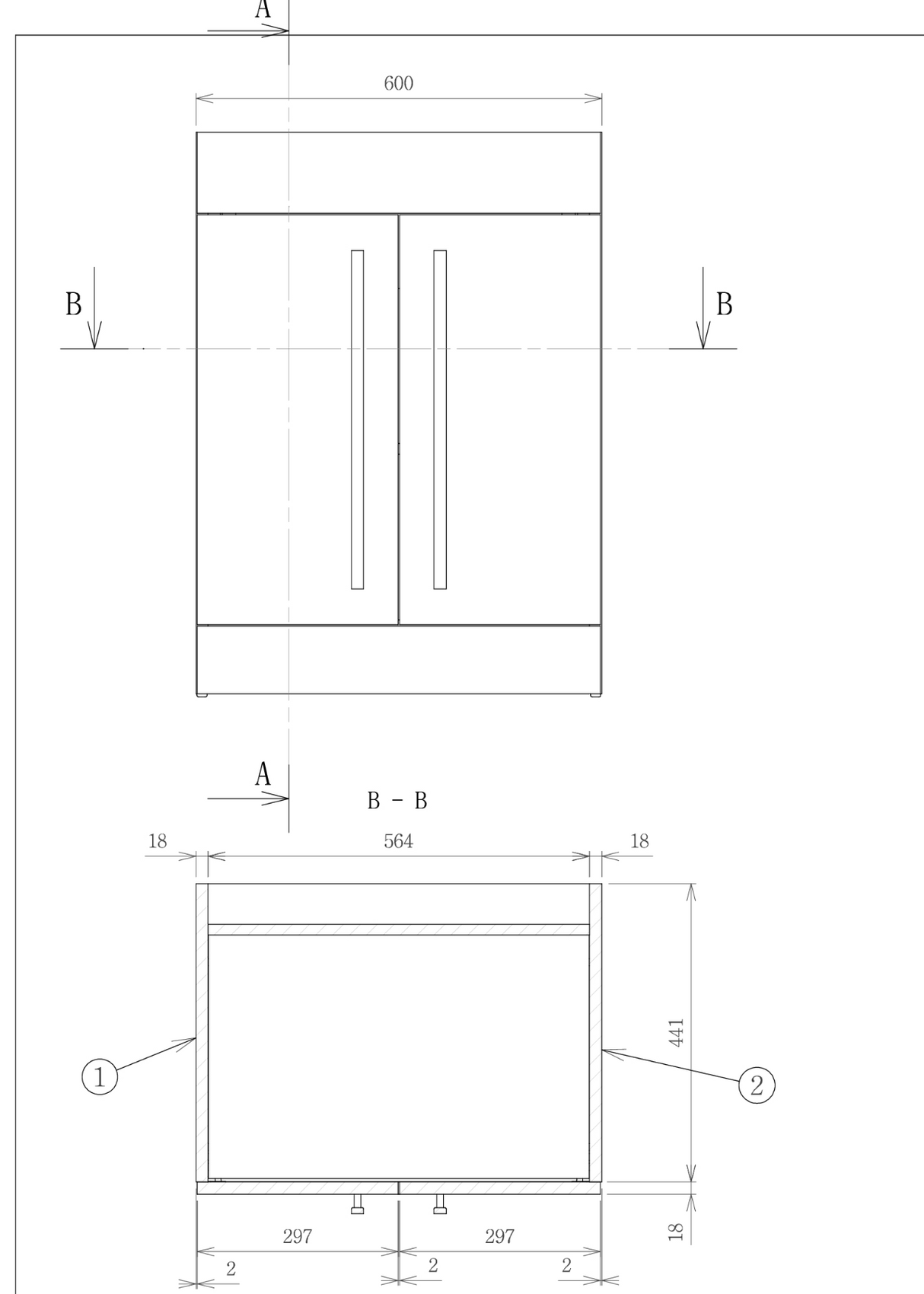 Kartell K-VIT Purity 600mm Floor Standing 2 Door Unit With Ceramic Basin- Silver Oak (PSO600DO-FUR057PU)