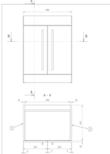 Kartell K-VIT Purity 600mm Floor Standing 2 Door Unit With Ceramic Basin- Silver Oak (PSO600DO-FUR057PU)