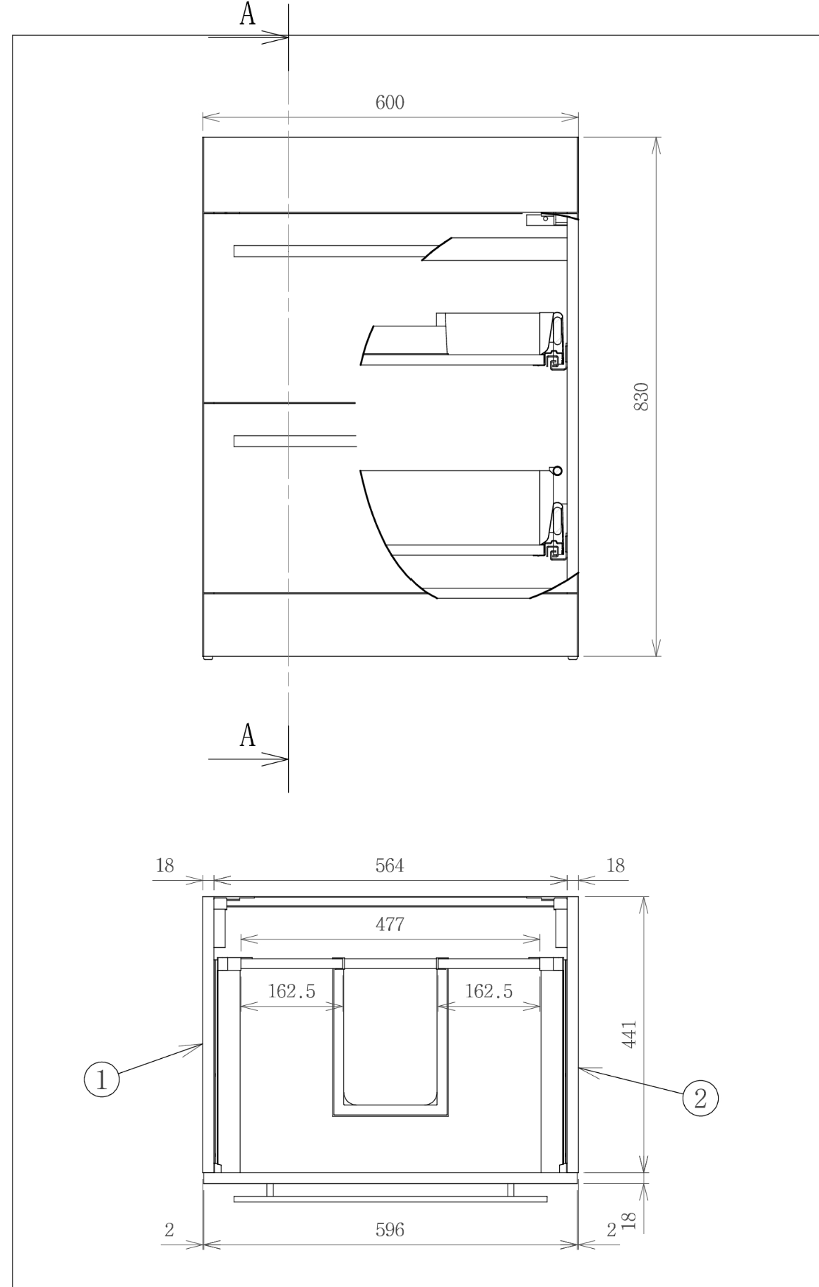 Kartell K-VIT Purity 600mm Floor Standing Draw Unit With Ceramic Basin ...