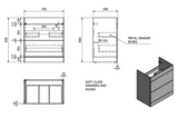 Kartell K-VIT Purity 800mm Floor Standing 2 Drawer Unit With Ceramic Basin - Storm Grey Gloss (FUR047PU-FUR060PU)
