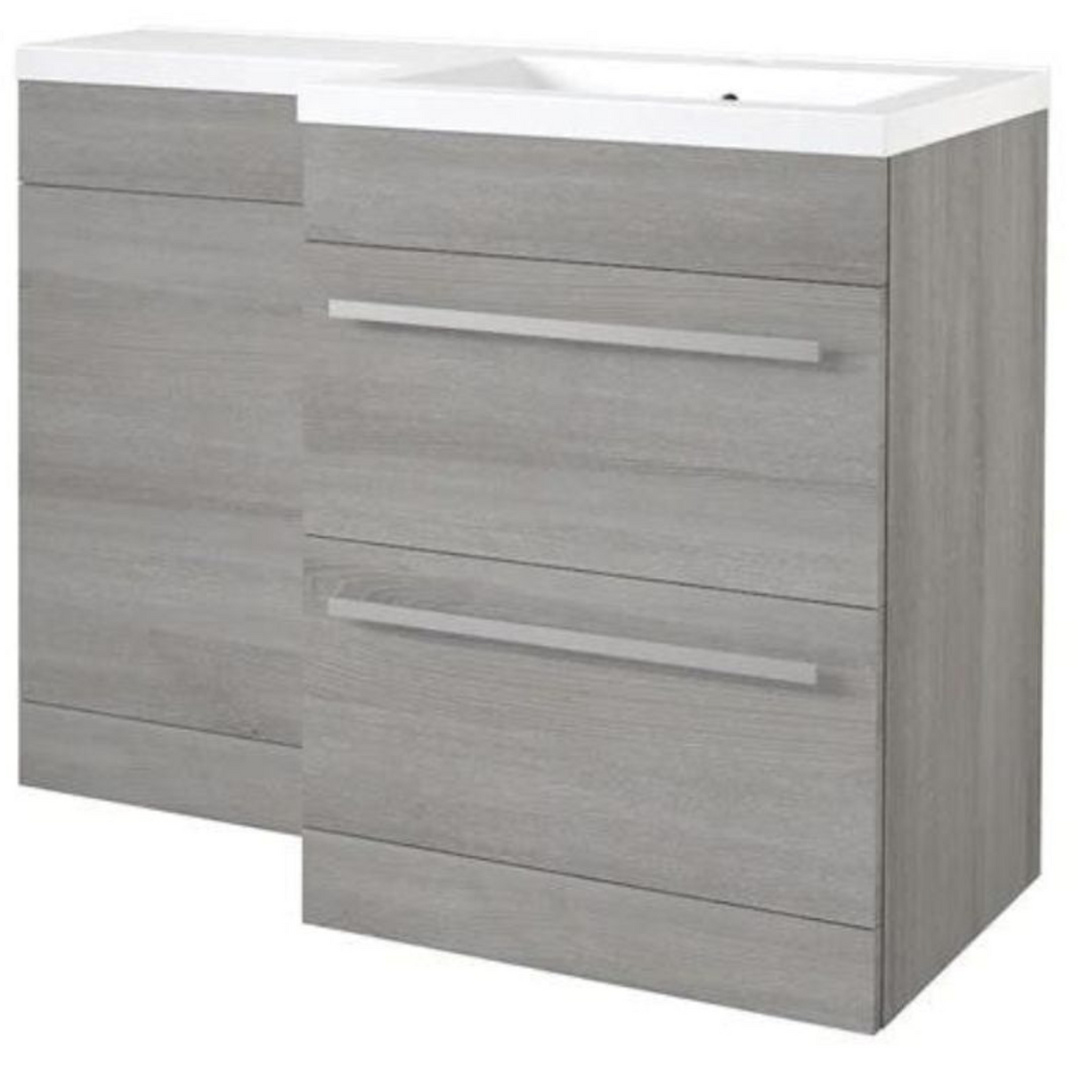 Kartell K-VIT Matrix 2 Drawer L-Shaped Furniture Pack 1100mm Right Hand - Silver Oak (PS0600DR-PS0505MA-FUR431NEW-ACC001N)