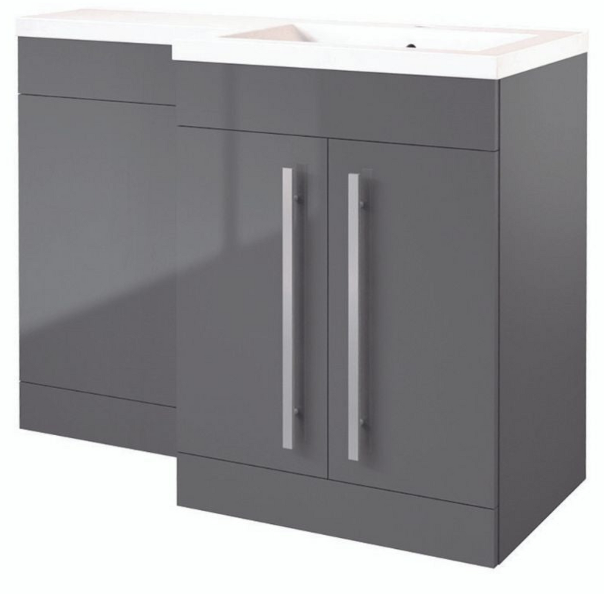 Kartell K-VIT Matrix 2 Door L-Shaped Furniture Pack 1100mm Right Hand - Storm Grey Gloss (FUR003PU-FUR411MA-FUR431NEW-ACC001N)