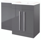 Kartell K-VIT Matrix 2 Door L-Shaped Furniture Pack 1100mm Right Hand - Storm Grey Gloss (FUR003PU-FUR411MA-FUR431NEW-ACC001N)
