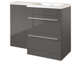 Kartell K-VIT Matrix 2 Drawer L-Shaped Furniture Pack 1100mm Right Hand - Storm Grey Gloss (FUR012PU-FUR411MA-FUR431NEW-ACC001N)
