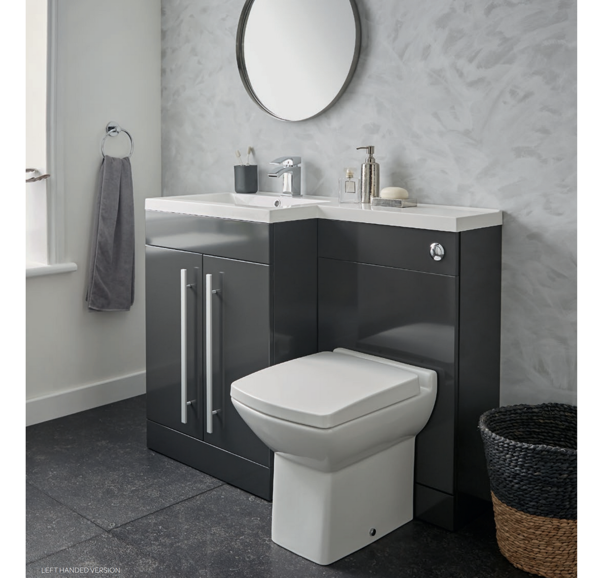 Kartell K-VIT Matrix 2 Door L-Shaped Furniture Pack 1100mm Left Hand -Matt Black - Includes Cistern  (PMB600DO-PMB505MA-FUR430NEW-ACC001N)