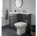 Kartell K-VIT Matrix 2 Door L-Shaped Furniture Pack 1100mm Left Hand -Matt Black - Includes Cistern  (PMB600DO-PMB505MA-FUR430NEW-ACC001N)