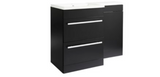 Kartell K-VIT Matrix 2 Drawer L-Shaped Furniture Pack 1100mm Left Hand - Matt Black - Includes Cistern (PMB600DR-PMB505MA-FUR430NEW-ACC001N)