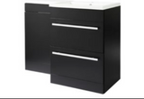 Kartell K-VIT Matrix 2 Drawer L-Shaped Furniture Pack 1100mm Right Hand - Matt Black - Includes Cistern (PMB600DR-PMB505MA-FUR431NEW-ACC001N)