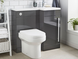 Kartell K-VIT Matrix Single Door L-Shaped Right Hand Furniture Pack 900mm - Storm Grey Gloss – Includes Cistern (MAT900BU-G- MAT900WC-G MAT900RH - ACC001N)