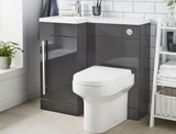 Kartell K-VIT Matrix Single Door L-Shaped Left Hand Furniture Pack 900mm - Storm Grey Gloss – Includes Cistern (MAT900BU-G- MAT900WC-G MAT900LH - ACC001N)
