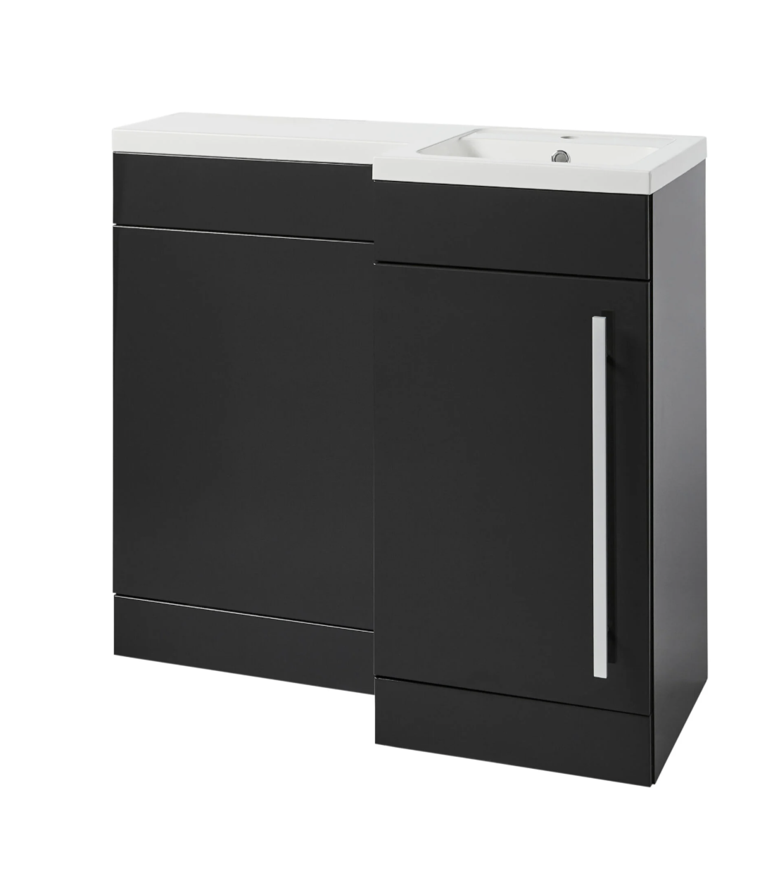 Kartell K-VIT Matrix Single Door L-Shaped Right Hand Furniture Pack 900mm - Storm Grey Gloss – Includes Cistern (MAT900BU-G- MAT900WC-G MAT900RH - ACC001N)