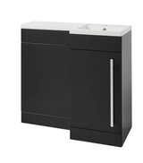 Kartell K-VIT Matrix Single Door L-Shaped Right Hand Furniture Pack 900mm - Storm Grey Gloss – Includes Cistern (MAT900BU-G- MAT900WC-G MAT900RH - ACC001N)