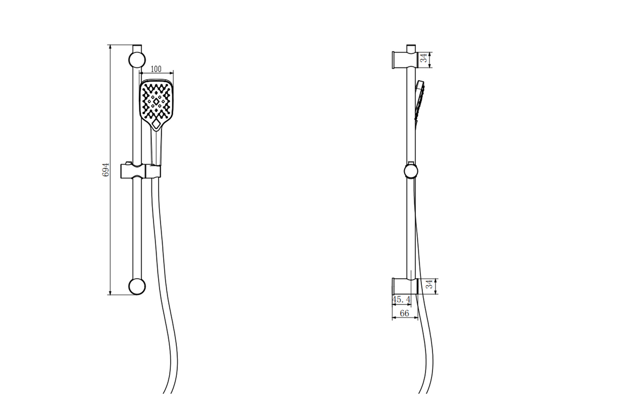 Kartell K-VIT Kolt Option 4 Thermostatic Concealed Shower with Adjustable Slide Rail Kit- Chrome (SHO303KCP-SHO302KCP-SHO092OE)