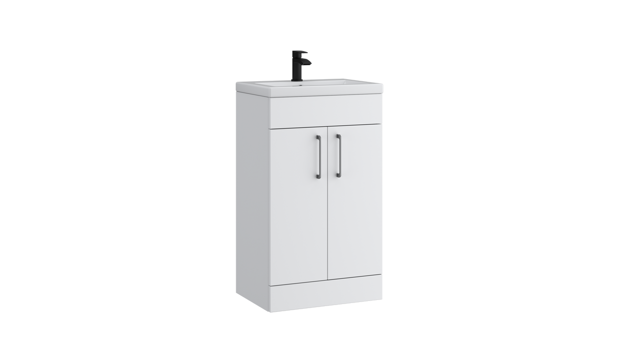 Kartell K-VIT Dove 500mm 2 door slimline unit with ceramic basin in matt white
