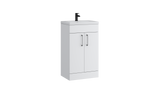 Kartell K-VIT Dove 500mm 2 door slimline unit with ceramic basin in matt white