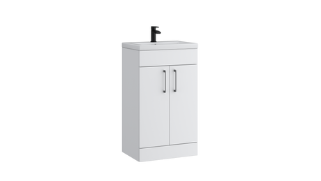 Kartell K-VIT Dove 500mm 2 door slimline unit with ceramic basin in matt white