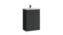 Kartell K-VIT Dove 600mm 2 door slimline floor standing unit with ceramic basin in matt anthracite