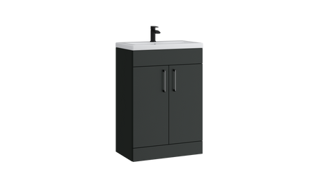 Kartell K-VIT Dove 600mm 2 door slimline floor standing unit with ceramic basin in matt anthracite