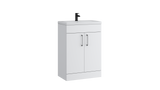 Kartell K-VIT Dove 600mm 2 door slimline unit with ceramic basin in matt white